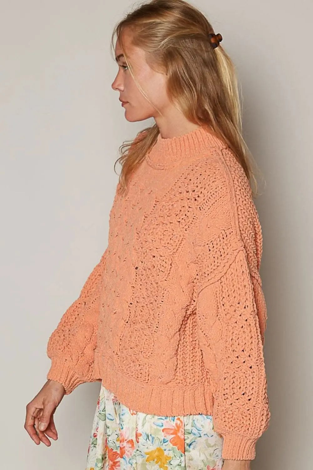 Chic chenille cable knit sweater - Love Salve